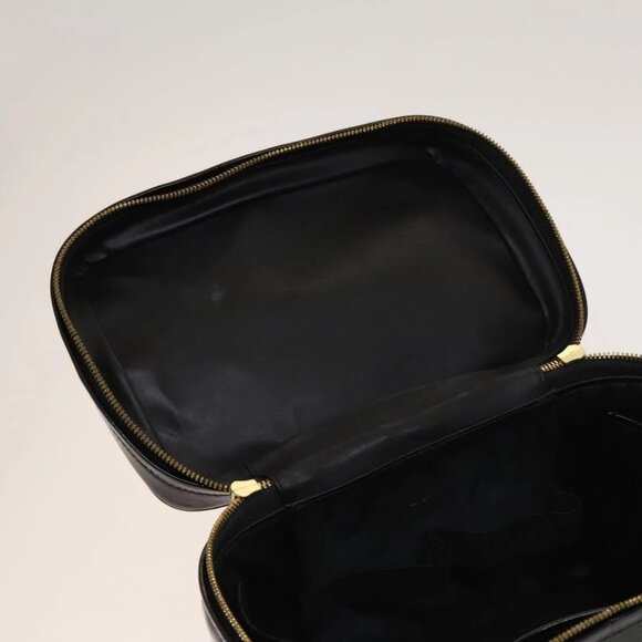 CHANEL Vanity Hand Bag Enamel 2way Black Gold CC Auth 130982 - Picture 11 of 16